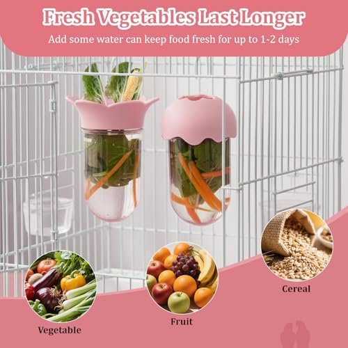 2 PCS Bird Food with Water Storage Design, Hanging Birds Feeder (Pink)