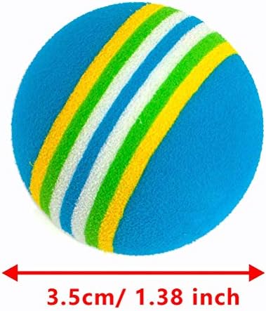 VOVIGGOL 12 Pack 2 Color Rainbow Cat Toy Balls Soft EVA Foam Interactive Indoor Kittens Favorite Toys 1.38" Dia. Small Dogs Puppies Toy Balls Bulk Activity Chase Quiet Play Sponge Ball