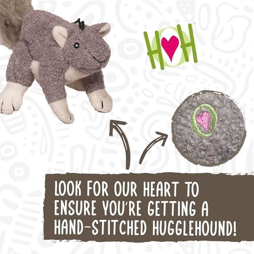 HuggleHounds Plush Dog Toy - Fuzzy Dog Toy, Squeaky Soft Fleece, Interactive Durable Stuffed, for Small and Large Breeds with Squeaker - Feller Squirrel, Small