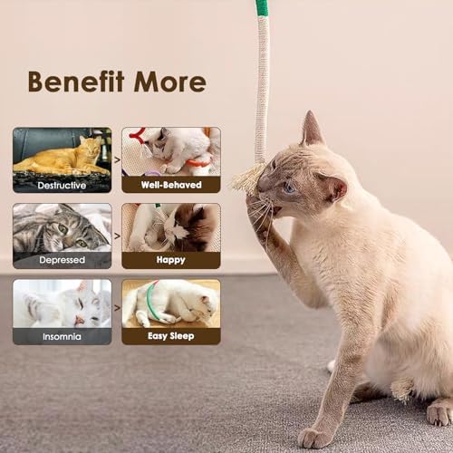 Letalong 3 PCS Cotton Rope Cat Toys with 3 Pack Catnip for Indoor Cats, Interactive Cat Rope Toys with Silvervine Fruit for Cats and Kittens, Handmade Pet Chew Toys for Teeth Cleaning