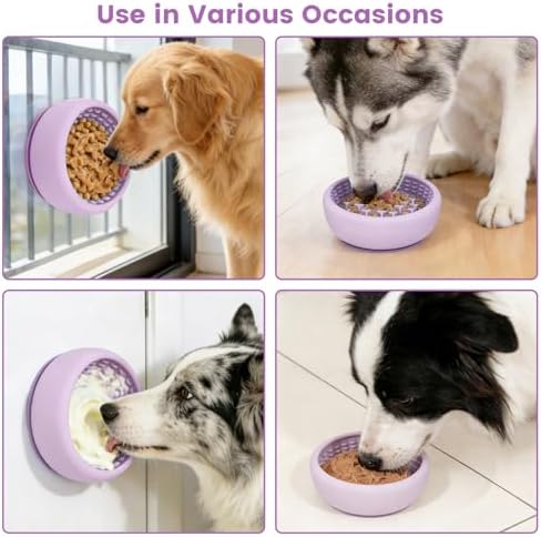 Dog Slow Feeder Licking Bowl,Freezeable Anxiety Relief Treat Dispenser, Non-Slip Anti-chocking Pet Dish, Interactive Puzzle Toy for Small Medium Breed,Freezable BPA Free Silicone Dishwasher Safe