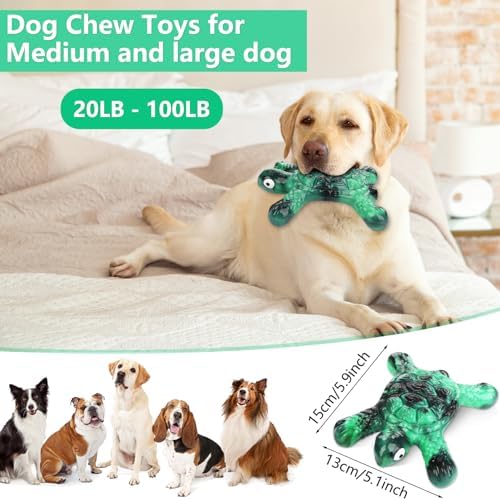 Letsmeet Tough Indestructible Dog Chew Toys for Aggressive Chewers to Keep Them Busy - Heavy Duty Nylon with Treat Groove for Medium & Large Breeds