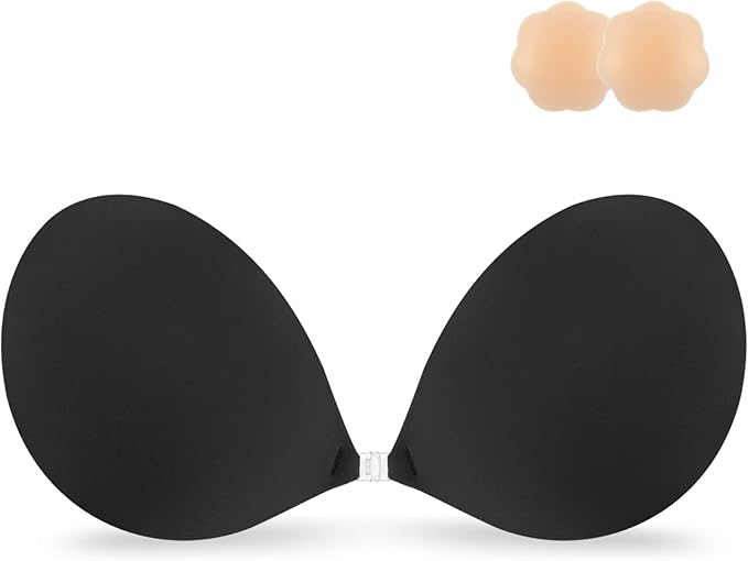 Niidor Adhesive Bra Strapless Sticky Invisible Push up Silicone Bra for Backless Dress with Reusable Nipple Covers