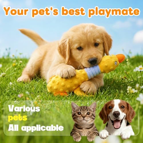 Duck Dog Squeak Toy for Aggressive Chewers, 2026 New Yellow Duck Dog Squeak Toys, Indestructible Toy with Built-in Squeaker for Boredom Relief, Large, Medium,Small Breed to Keep Them Busy