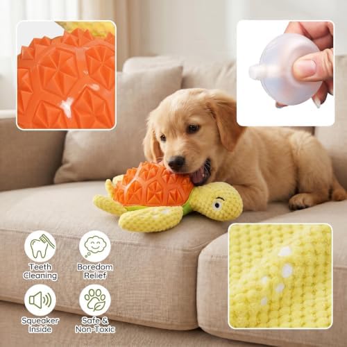 Squeaky Plush Turtle Dog Toy – Interactive Chew & Cuddle