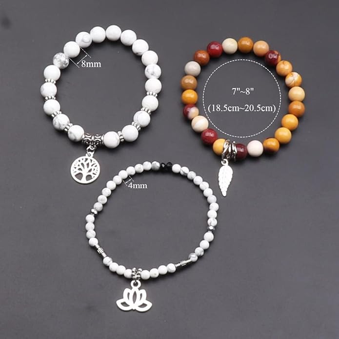 UEUC Tree of Life Yoga Healing Stone Bracelets,Multilayer Lotus Chakra Stone Reiki Bracelet Sets,Anxiety Crystal Natural Stone,for Women Stress Relief