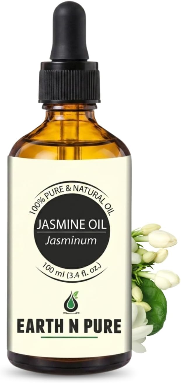 Earth N Pure Jasmine Essential Oil | 100% Pure, Natural & Undiluted | Steam Distilled | Relaxation, Radiant Skin & Nourished Hair | 100ml