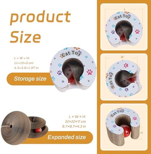 Kitty Curls Cat Toys Cat Scratching Board Toy with Ball Foldable Accordion Honeycomb Toy for Indoor Cats & Kittens, Twisty Paws cat Toy(1pcs)
