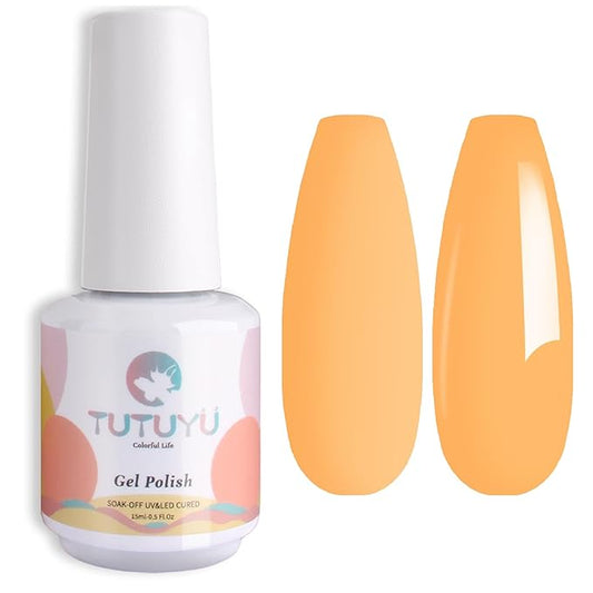 Pastel Orange Yellow Gel Nail Polish, 0.51 Fl Oz UV/LED Soak Off Harvest Yellow Gel Polish for Manicure Salon or DIY Nail Art at Home,Summer Fall Color- GP0113