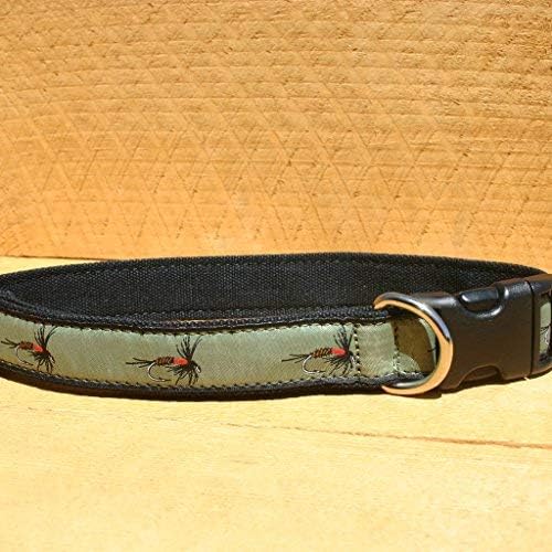 The Good Dog Company- Hemp Dog Collar Hunting and Fishing - Mallard and Fly … (X-Large (Fits 25"-30" Neck), Olive Fly) 1" Wide