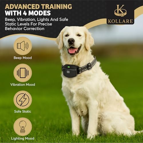 Kollare Smart Dog Training Collar with Remote – Waterproof, Rechargeable & Adjustable E-Collar with Beep, Vibration & Gentle Static Modes – Long Range Pet Obedience Training for All Dogs