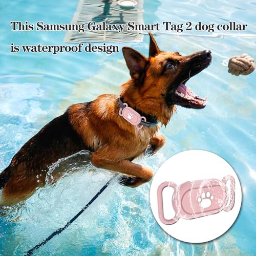2 Pack Waterproof Dog Collar Compatible with Samsung Galaxy SmartTag2 | Silicone GPS Tracker Hidden Loop Holder for Smart Tag2, Anti-Lost Tag2 Case (Pink Blue)