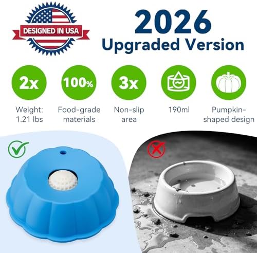 Dog Lick Bowl Ball Slow Feeder, Licking Bowl for Liquid Treat with Rolling Spin Sphere Roller Licker, Licky Feed Calming Anxiety Relief Enrichment Yogurt (Blue)