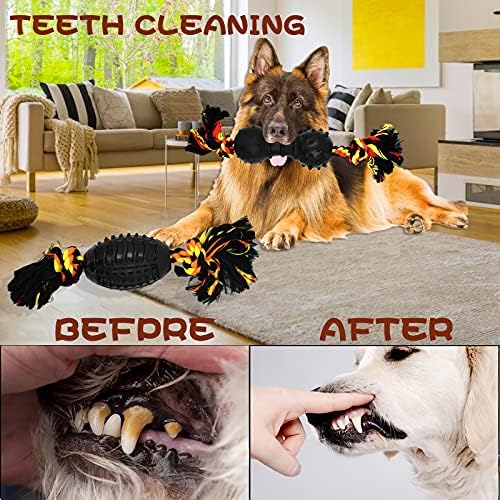 Yipetor Durable Dog Chew Toys 6 Pack, Cotton Rope Rubber Dog Toys