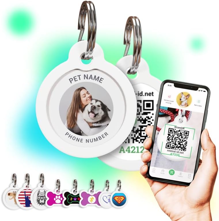 Dog Tags Personalized for Pets - Dog Tag with Qr Link to Online Profile - Dog Tags Engraved for Pets - Dog Name Tag and Cat Name Tag for Your Pet