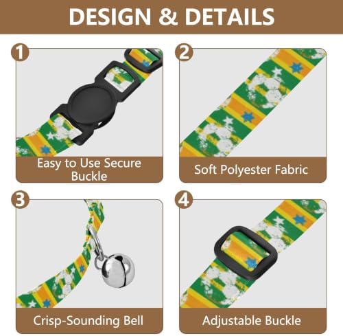 Yellow Green Stripes Kitten Bell Collar 2 Pack Pet Collar Adjustable 10.6 to 17.1 Inches