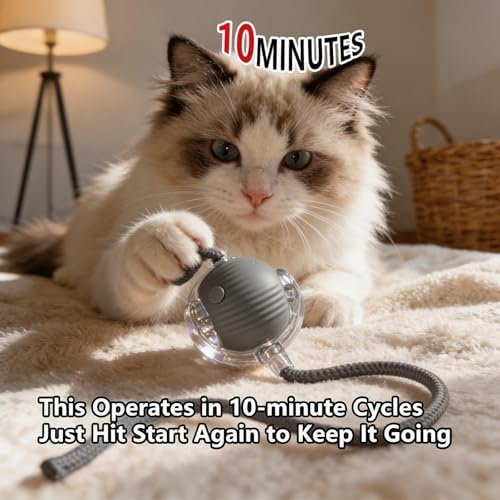 Interactive Smart Wake Pet Ball with Teaser Tail for Cats & Dogs(Gray)