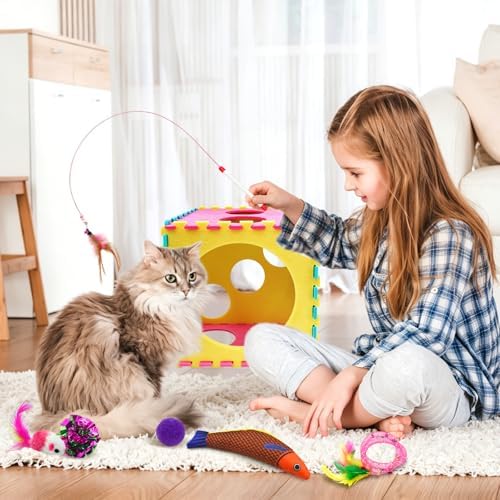 39 Pcs Cat Toys for Indoor Cats, Interactive Fun
