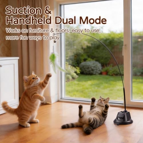 Interactive Cat Toys for Indoor Cats, Feather Wand