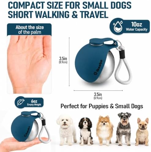 Cibaabo Portable Dog Water Bottle with Collapsible Silicone Bowl 10 oz