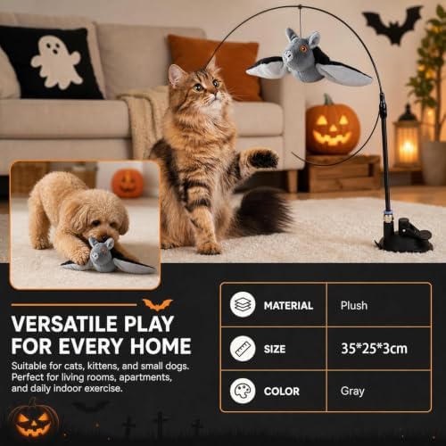 Flying Bat Dog Toy, Flying Bat Toy for Dogs, Flapping Wings Interactive Pet Toy, Cute Flapping Wings Electric Teasing Cat/Dog Toy, Hanging and Ground Play