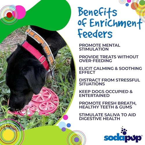 SodaPup Citrus Round eMat – Durable Enrichment Feeder Lick Mat for Dogs & Cats, Non Toxic Pet Safe Food Safe Material, Made in USA, Slow Feeder for Calming & Digestive Health