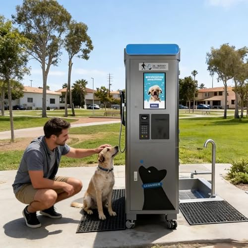 Smart Dog Wash Kiosk, Self Service Pet Washing Machine with Hot Water