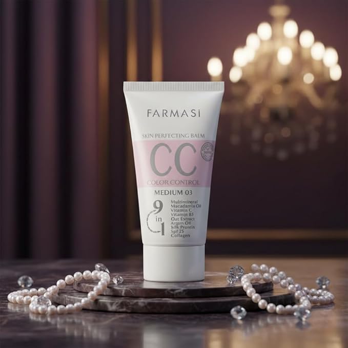 FARMASi CC Color Correcting Cream, Tinted Moisturizer Makeup Base with SPF 25, Lightweight Buildable Coverage, Natural Flawless Finish, All Skin Types, 1.7 fl oz, Medium