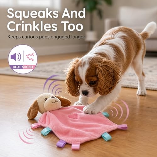 SPOT Soothers Lil Plush Blanket Dog Toy - 10in Soft Cuddle Blanket with Squeaker & Crinkle, Anxiety Relief & Sleep Aid for Small Dogs - 1 of 3 Animal Styles, Sent at Random
