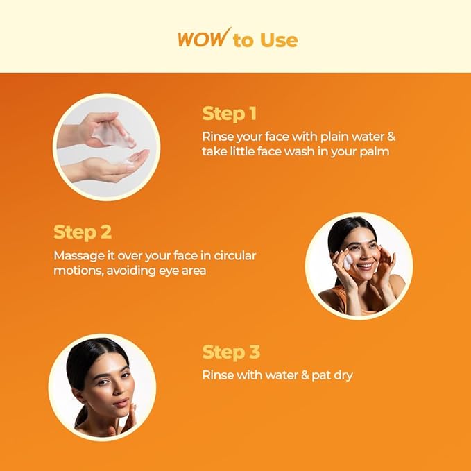 WOW Skin Science Vitamin C Exfoliating Face Wash With Brush, Soft, Silicones Bristles, Foaming Cleanser For All Skin Type, Hydrate For Smooth Skin, Helps Remove Blackheads, Reduce Acne Breakout, 100ml