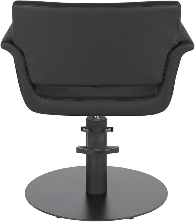 Buy-Rite Capri Styling Chair for Professional Salons & Barbershops - Luxurious Black Vinyl, Black Stitching (Flat Base)