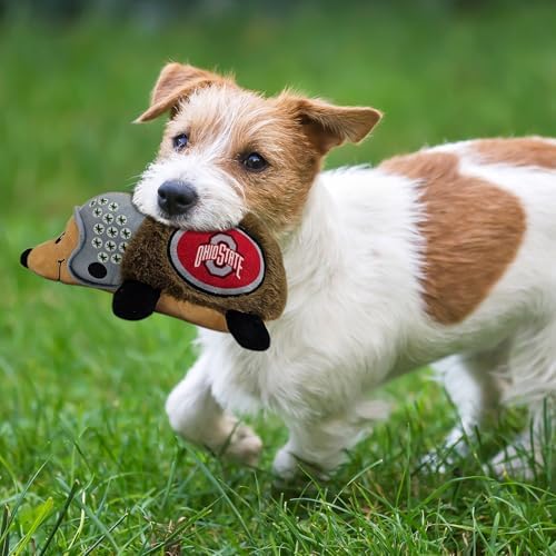 NCAA Ohio State Buckeyes Plush Hedgehog Toy for Dogs & Cats, Cool Soft Pet Toy for Fun and Interactive Play, Dog Chew Toy with Squeaker, Licensed Hot Pet Toy
