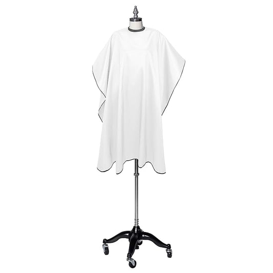 Fromm Professional Client Hair Styling and Hair Cutting Cape, Water and Stain Repellent Teflon Coating for Shampoo Bowl and Wet/Dry Cutting, 44" x 58", White with Black Trim