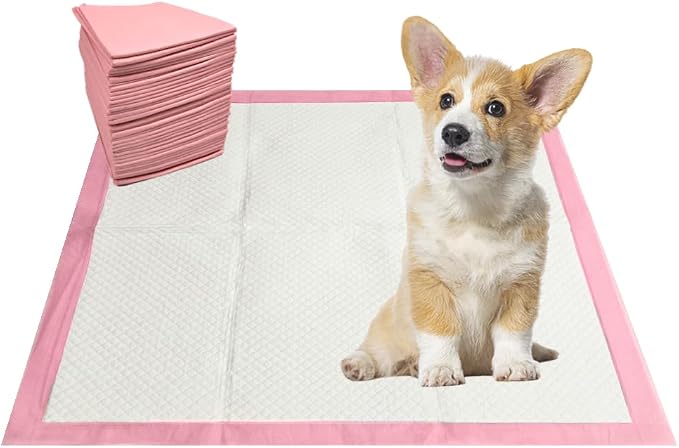 Heavy Duty Pink Puppy Pee Pads 22 x 22 Inch 50 Count Dog Traing Pads | Leak-Proof Quick Absorb 6-Layer Design for Pet Potty Training, Ideal for Puppies, Cats, Rabbits, and Guinea Pigs
