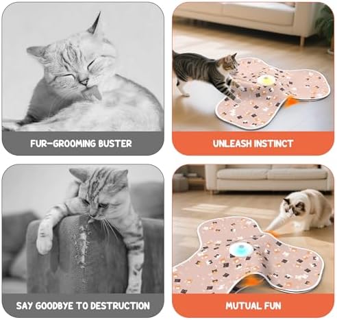 ‌‌Interactive Cat Toys for Indoor Cats‌ Adult‌ with Feather Tail Switchable Mouse Sounds, ‌Kitten Enrichment Toys‌ for Hunting Self Play, Automatic Rechargeable Quiet Game to Bored (Pink)