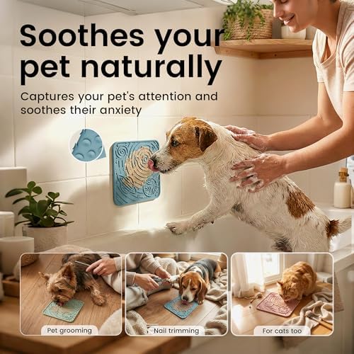 OHMO Lick Mat for Dogs&Cats, Space Pattern, Small, 2pcs, Dark&Light Blue