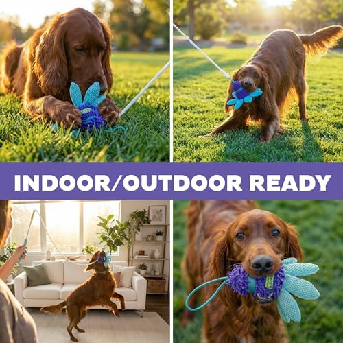 Outward Hound FlyFetch Teaser Wand Dog Toy with Crinkle Attachment, Durable for Indoor & Outdoor Play, All Breeds, 17.7"
