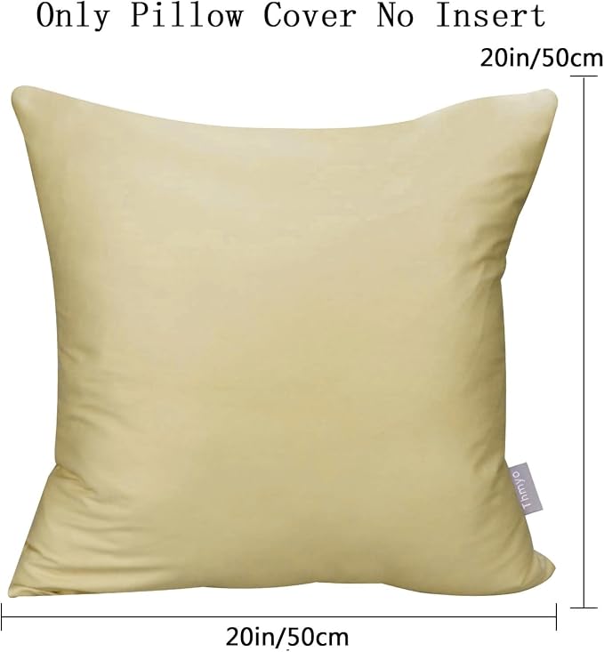 4-Pack 100% Cotton Comfortable Solid Decorative Throw Pillow Case,Thmyo Square Cushion Cover Pillowcase Sublimation Blank Pillow Covers DIY Throw Pillowcase for Sofa Bedroom(20x20 inch/ 50x50cm,Khaki)