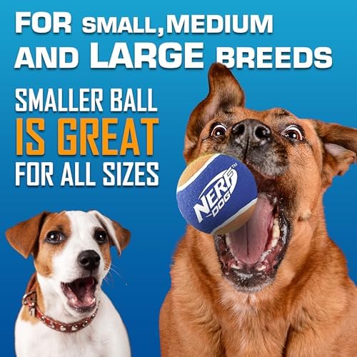 Nerf Dog Tennis Ball Blaster Dog Toy Gift Set, Tennis Ball Dog Fetch Toy Launches up to 50 ft, Dog Ball Thrower for All Breeds Includes Green Tennis Ball Launcher and 3 Dog Tennis Balls