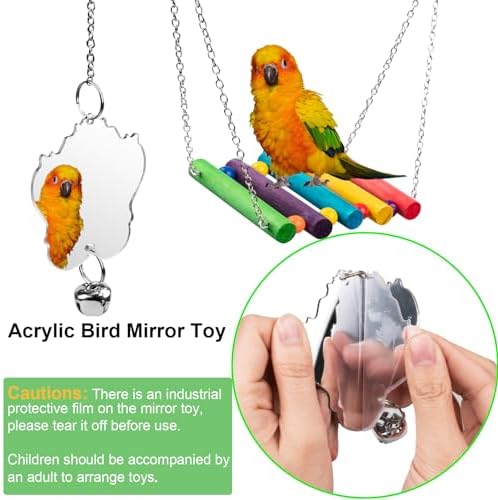 Bird Toys for Parakeets 7Pcs, Wood Parrots Budgie Cage Accessories