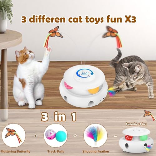 3-in-1 Interactive Cat Toy for Indoor Cats, White