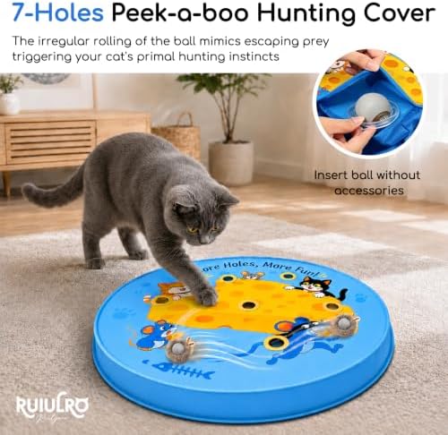 Interactive Cat Toys, Motion Ball 7-Hole Play Mat for Indoor Cats