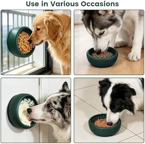 Dog Slow Feeder Licking Bowl,Anxiety Relief Treat Dispenser, Non-Slip Anti-chocking Pet Dish, Interactive Puzzle Toy for Small Medium Breed,Freezable BPA Free Silicone Dishwasher Safe