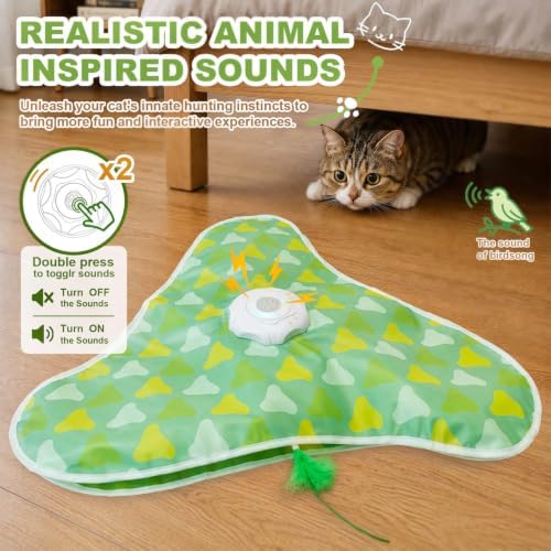 Interactive Cat Toys for Indoor Cats, Hide and Seek Mat with Moving Feather
