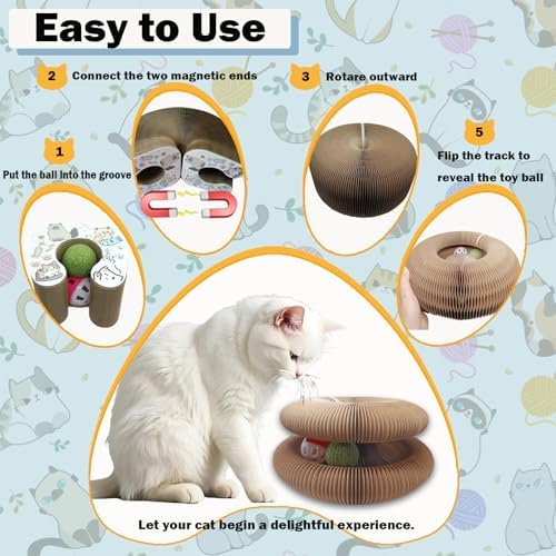 Ultimate Interactive Mental & Physical Exercise Kitten Toys for Indoor Cats Scratcher Toy Magic Organ Cat Toy with Ball Kitty Kurlz Stimulating Cat Toys Interactive Shape Shifting Catnip Toy