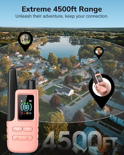 Dog Shock Collar - 4500FT Dog Training Collar with Remote, Soft Pink