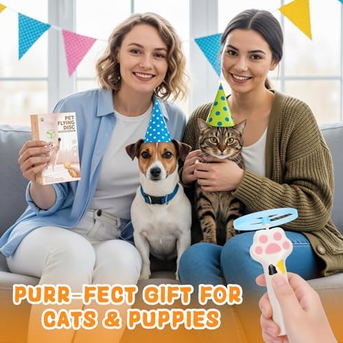 Cat Chase Fetch Toy Rechargeable Disc Launcher with 6 Fly Spinners