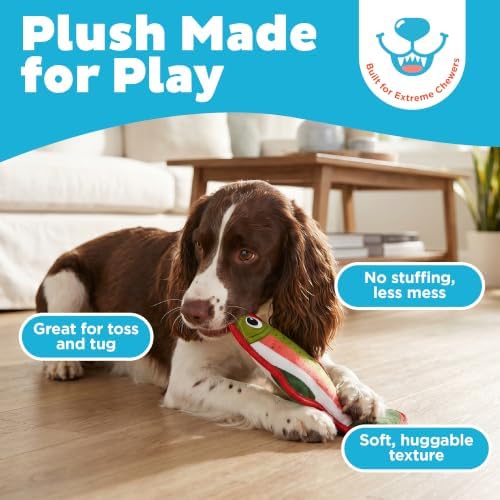 Outward Hound Tough Skinz Dog Toy with Jumbo Squeaker, Trout, 9.5"