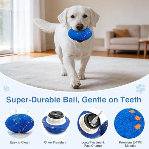 Interactive Dog Toys Ball Automatic Active Rolling Balls for All Dog(Vbleu)