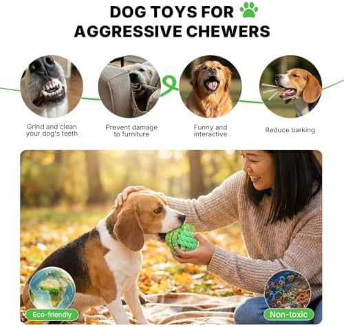 Dog Ball Green, Braided Dog Rope Ball, Dog Chew Toys for Small, Medium Dogs